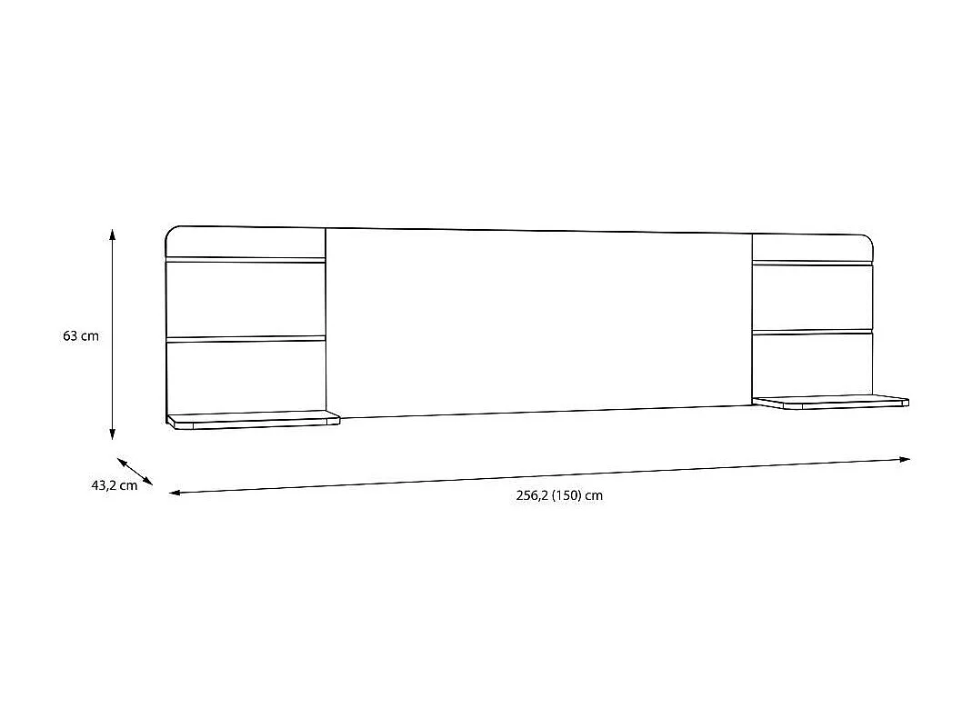 Cabecero de cama de 63x256,2x43,2 cm con estante integrado en color blanco y beige Leny