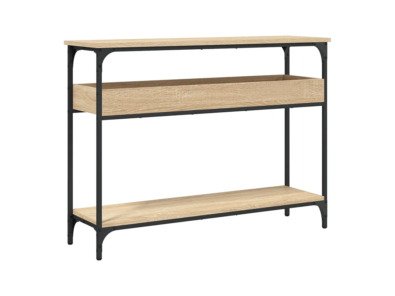 Table console avec étagère métal beige 100 x 29 x 75 cm DEC031646