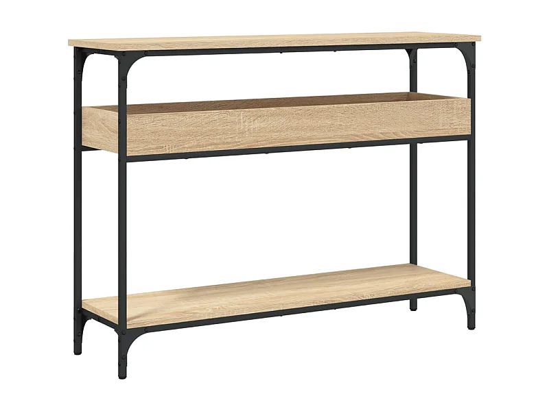 Table console avec étagère métal beige 100 x 29 x 75 cm DEC031646