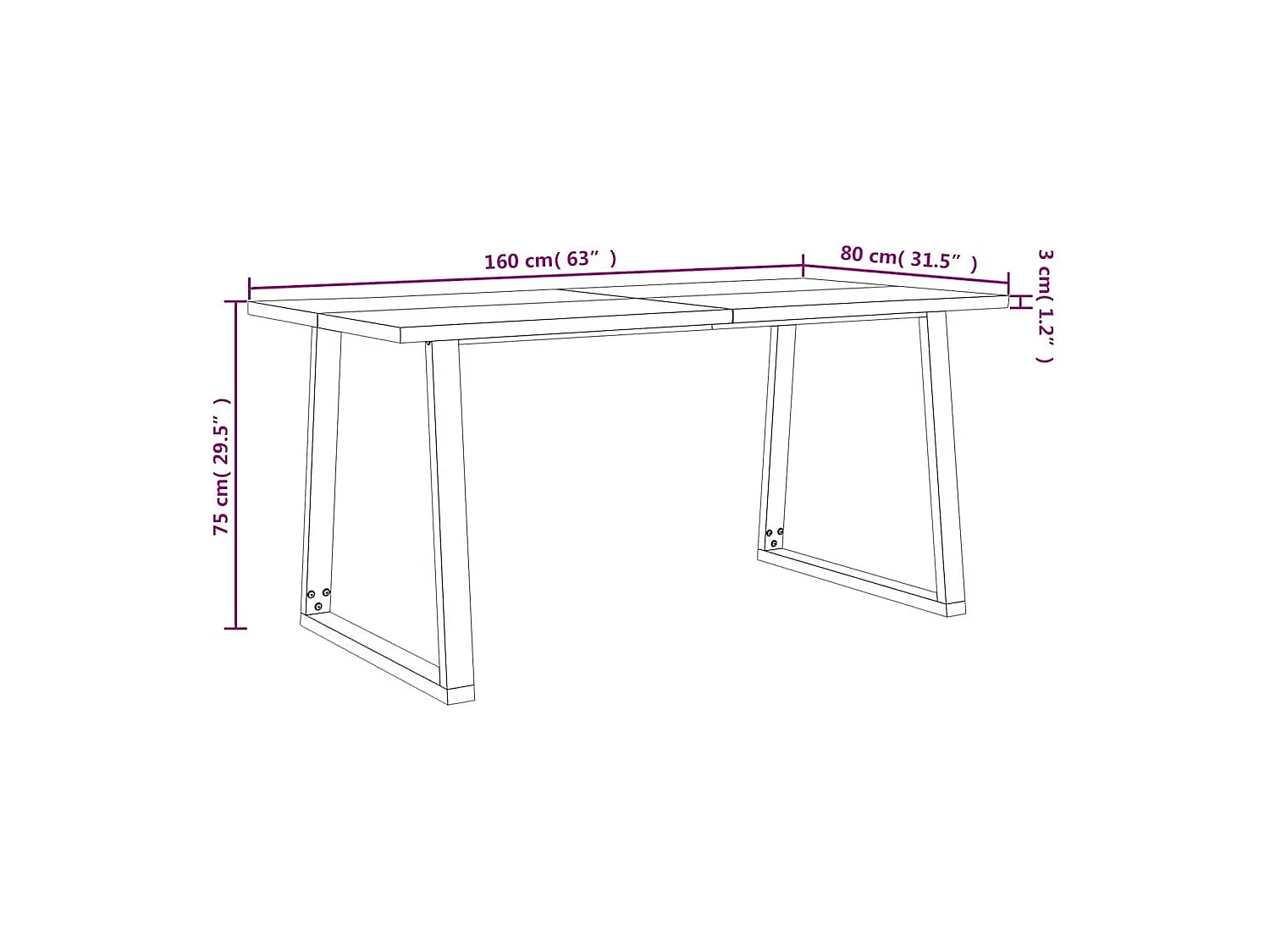 Table de salle à marron 160 x 80 x 75 cm DEC036717