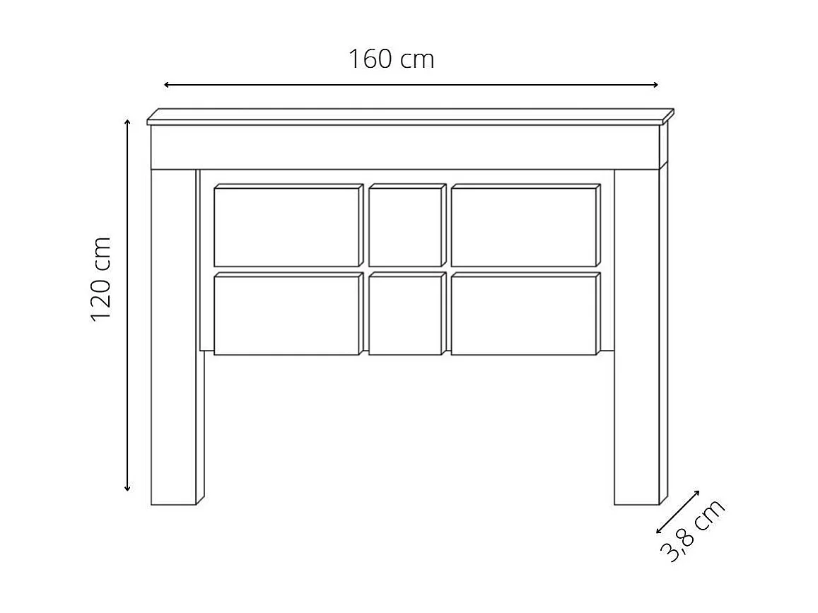 Cabecero de cama de 120x160x3,8 cm con patas apoyado en el suelo en color cambiran Jana