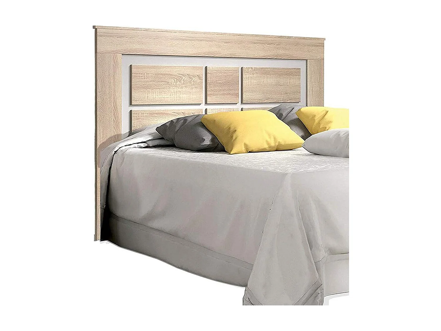 Cabecero de cama de 120x160x3,8 cm con patas apoyado en el suelo en color cambiran Jana