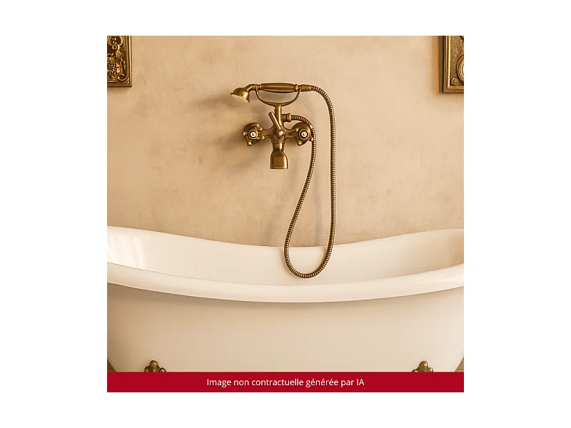 Mélangeur bain douche + flexible + douchette + support PAINI Tiffany Vieux Bronze