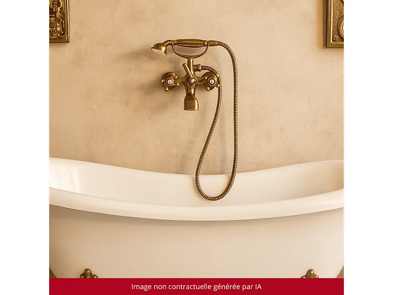Mélangeur bain douche + flexible + douchette + support PAINI Tiffany Vieux Bronze