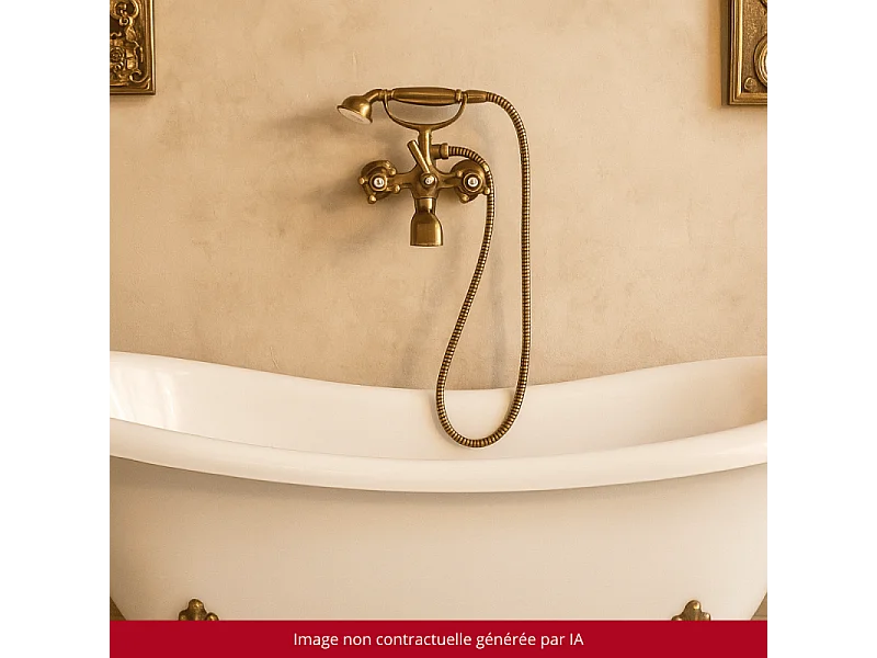 Mélangeur bain douche + flexible + douchette + support PAINI Tiffany Vieux Bronze