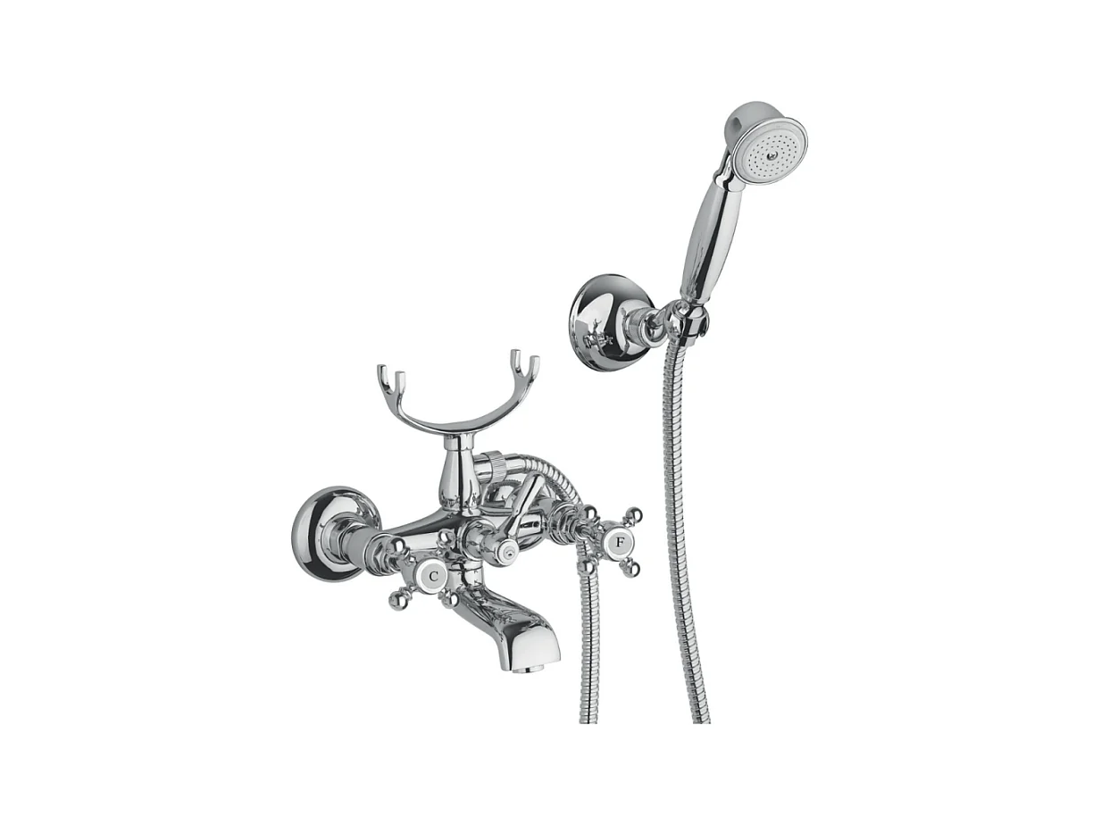 Mélangeur bain douche + flexible + douchette + support PAINI Tiffany Chromé