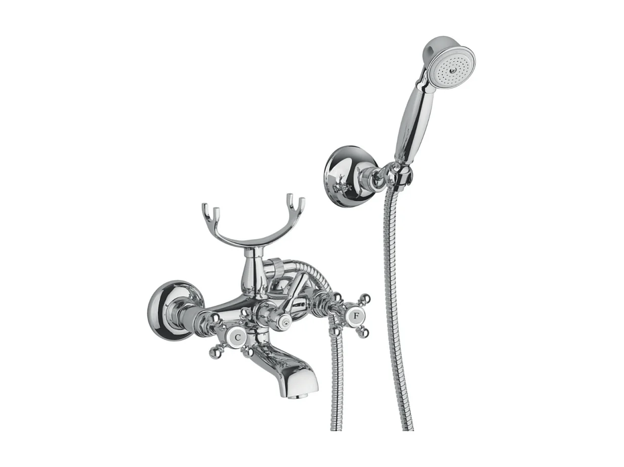 Mélangeur bain douche + flexible + douchette + support PAINI Tiffany Chromé