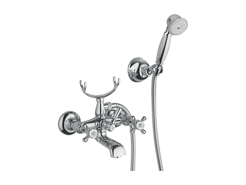 Mélangeur bain douche + flexible + douchette + support PAINI Tiffany Chromé