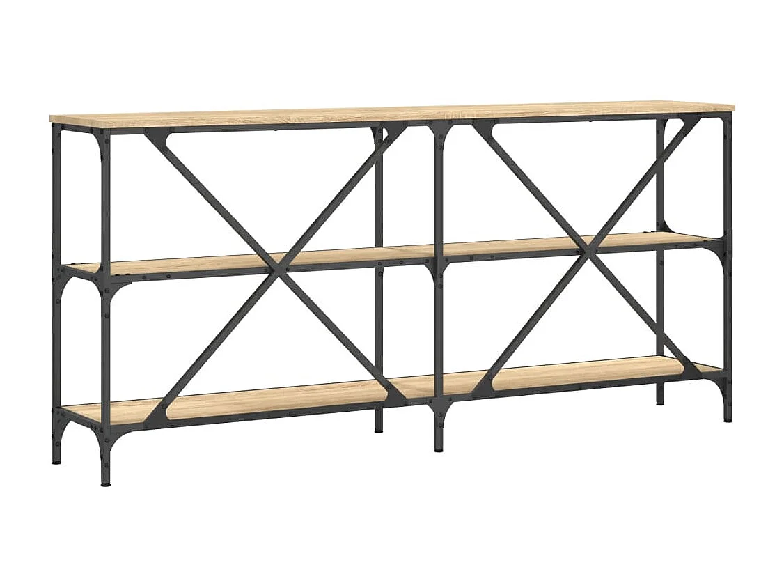 Table console avec étagères bois beige 160 x 30 x 75 cm DEC031936