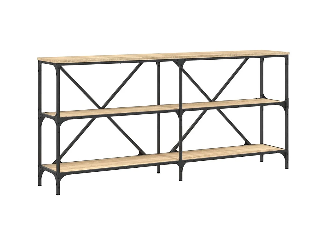 Table console avec étagères bois beige 160 x 30 x 75 cm DEC031936