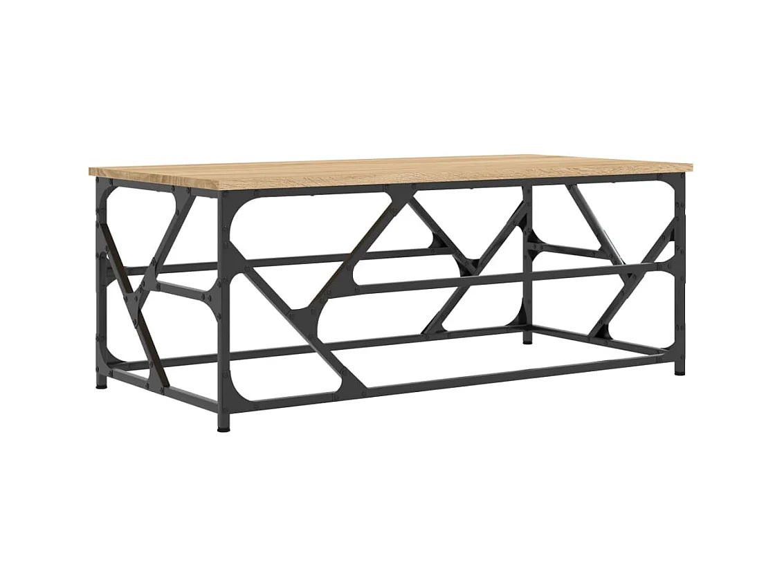 Table basse design industriel bois beige 100 x 50 x 40 cm DEC038858