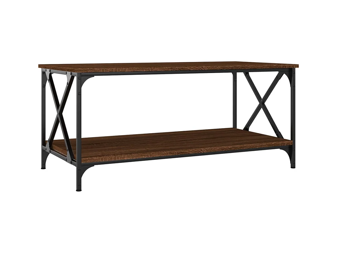 Table basse avec étagère bois marron 100 x 50 x 45 cm DEC038594