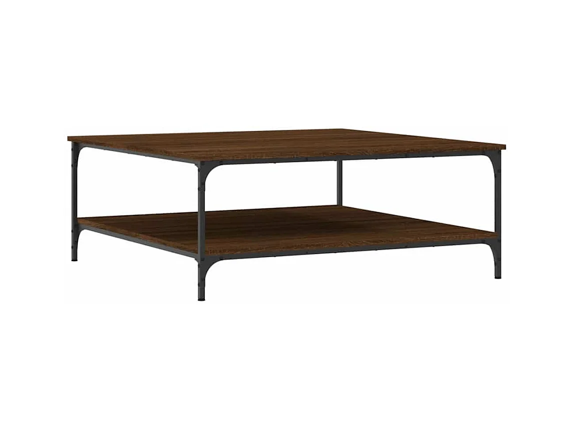 Table basse avec étagère bois marron 100 x 100 x 40 cm DEC038566