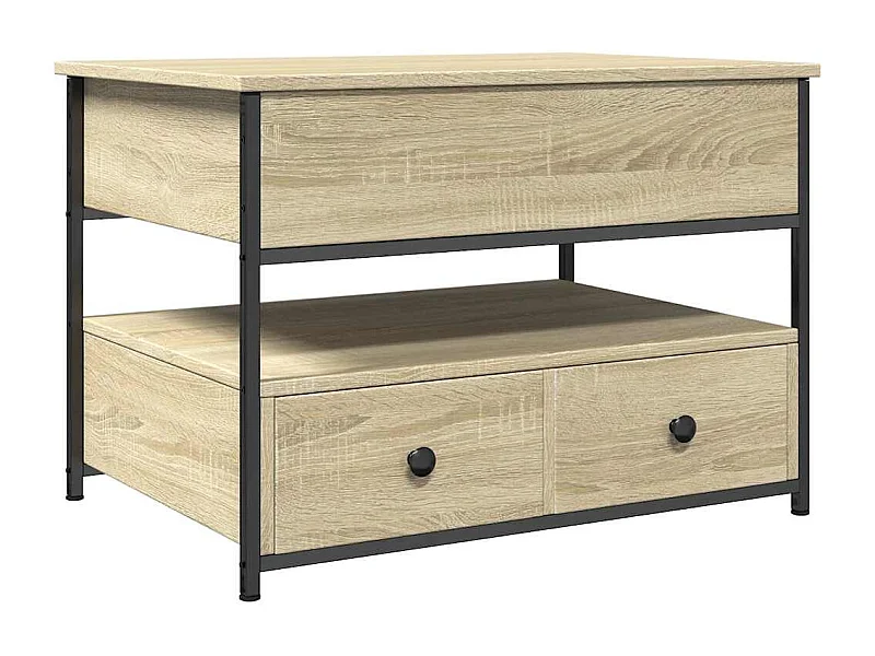 Table basse avec deux métal beige 70 x 50 x 50 cm DEC038987