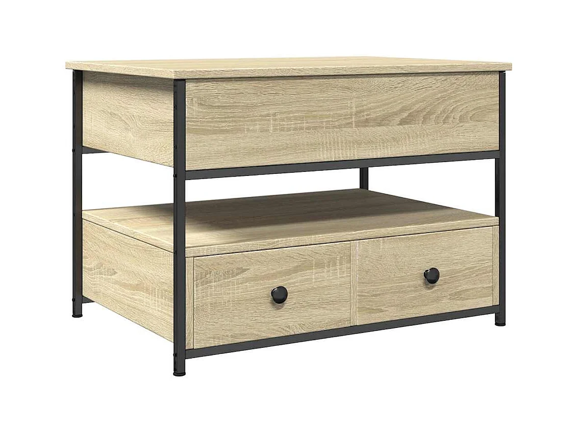 Table basse avec deux métal beige 70 x 50 x 50 cm DEC038987