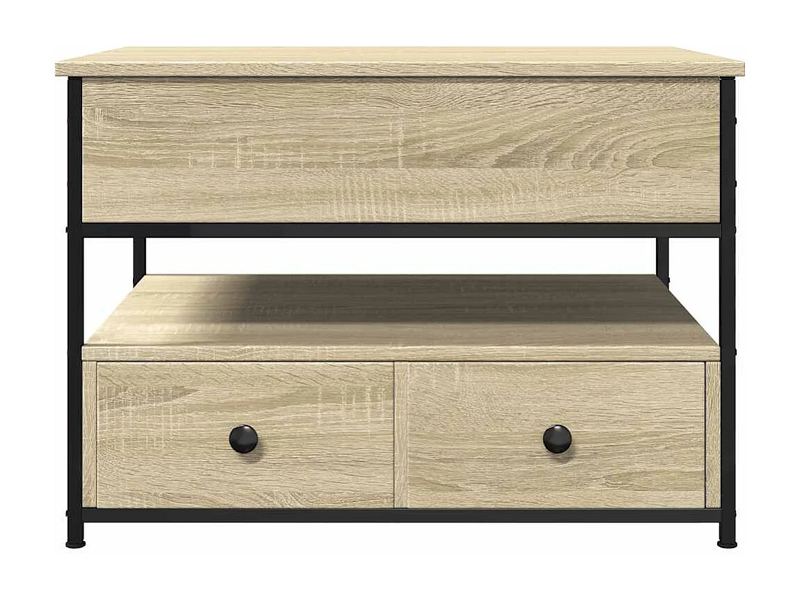 Table basse avec deux métal beige 70 x 50 x 50 cm DEC038987