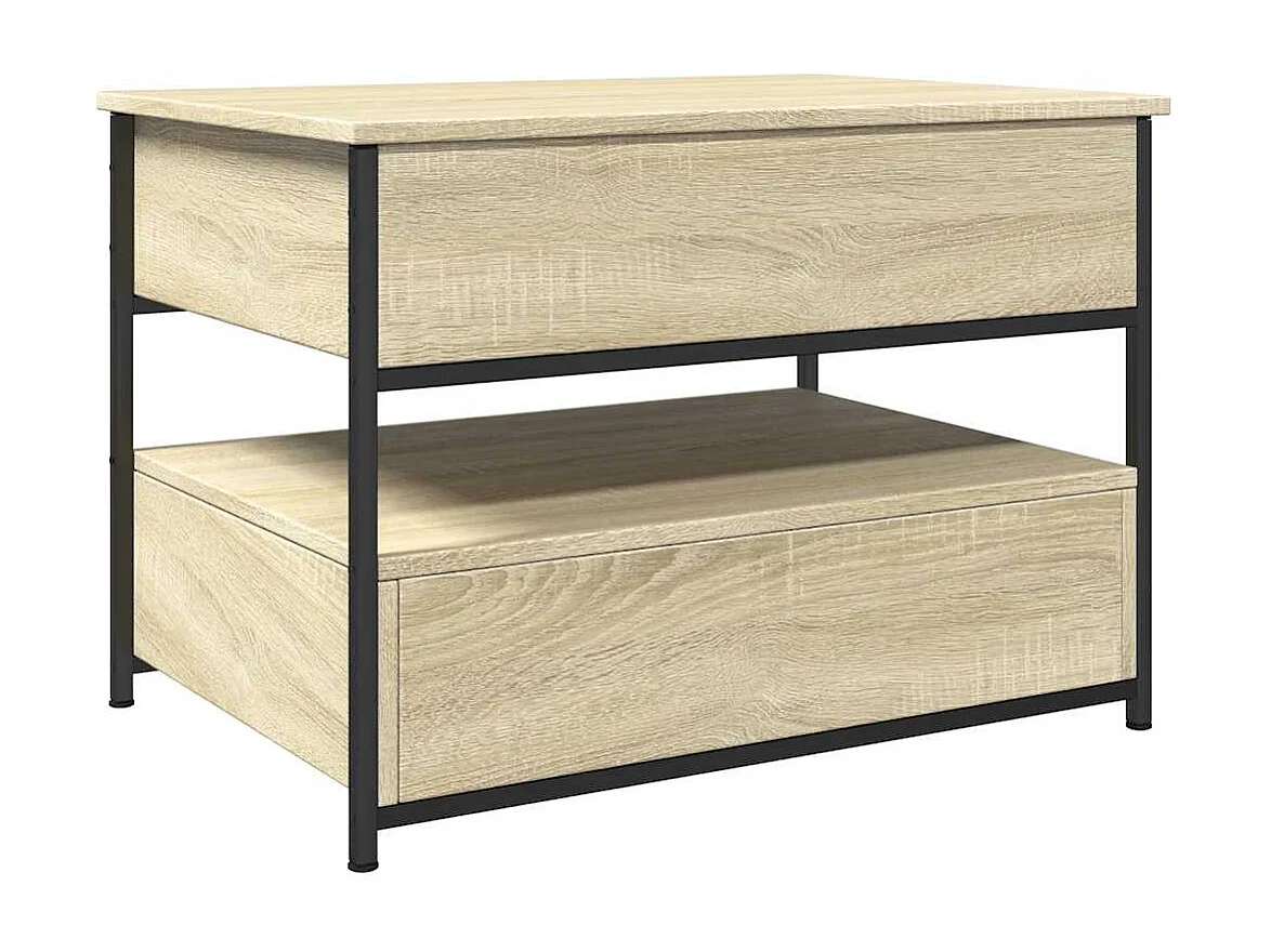 Table basse avec deux métal beige 70 x 50 x 50 cm DEC038987