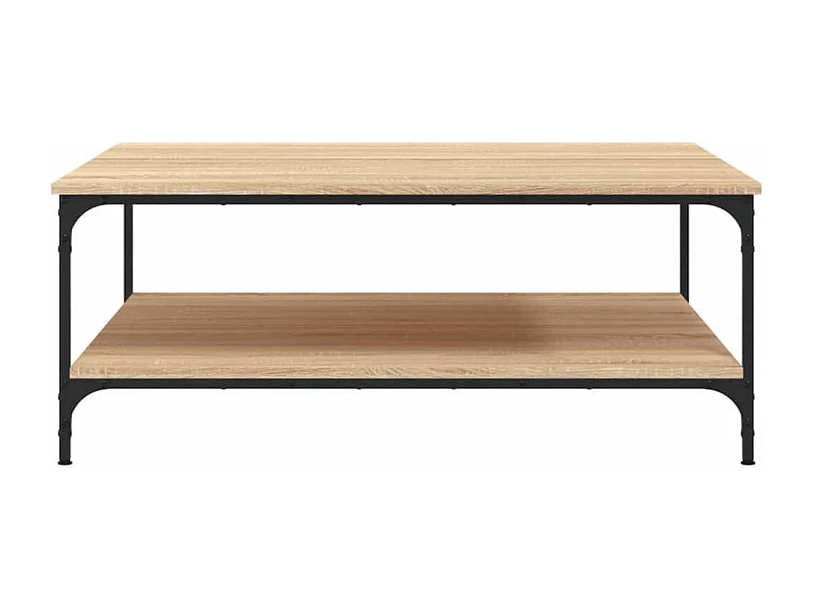 Table basse avec étagère métal beige 100 x 100 x 40 cm DEC038838