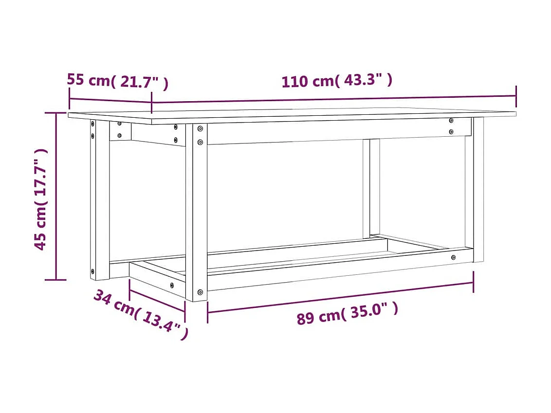 Table basse de salon bois blanche 110 x 55 x 45 cm DEC037850
