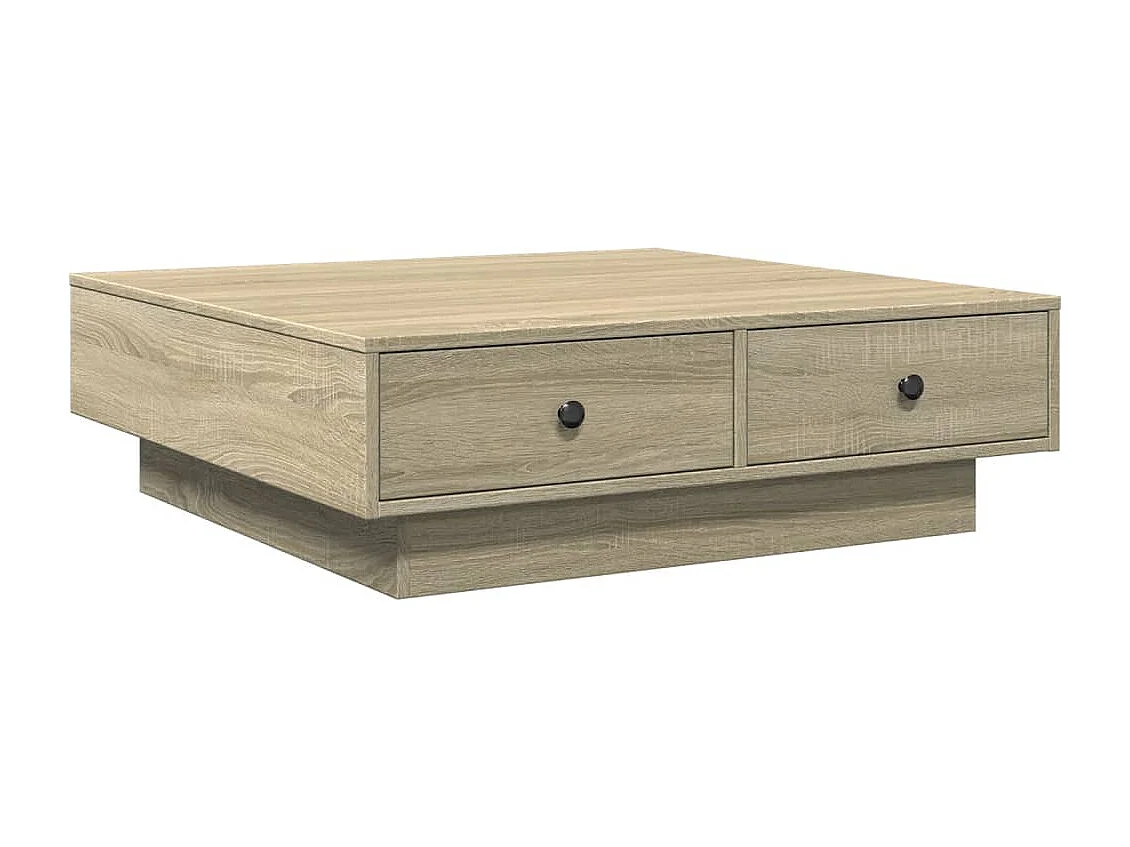 Table basse avec tiroirs beige 90 x 90 x 28 cm DEC039076