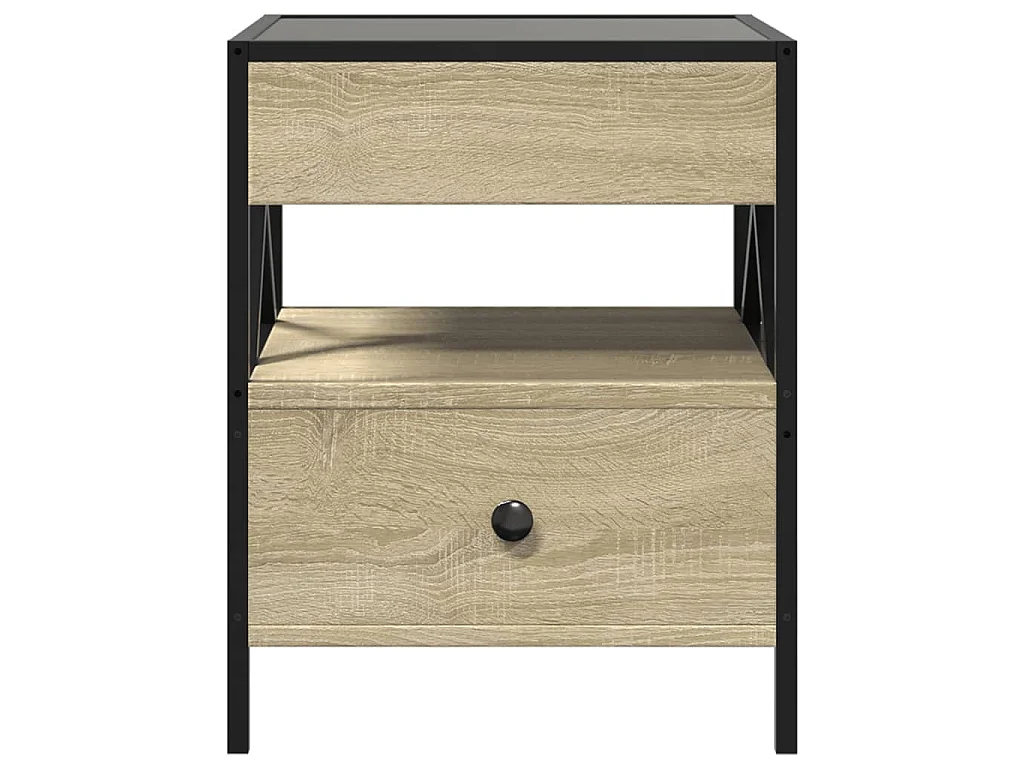 Table de chevet avec métal beige 40 x 40 x 51 cm DEC037561