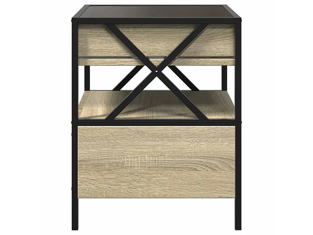 Table de chevet avec métal beige 40 x 40 x 51 cm DEC037561
