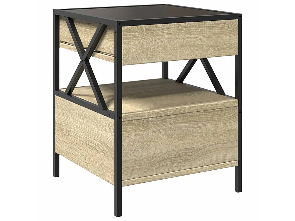 Table de chevet avec métal beige 40 x 40 x 51 cm DEC037561