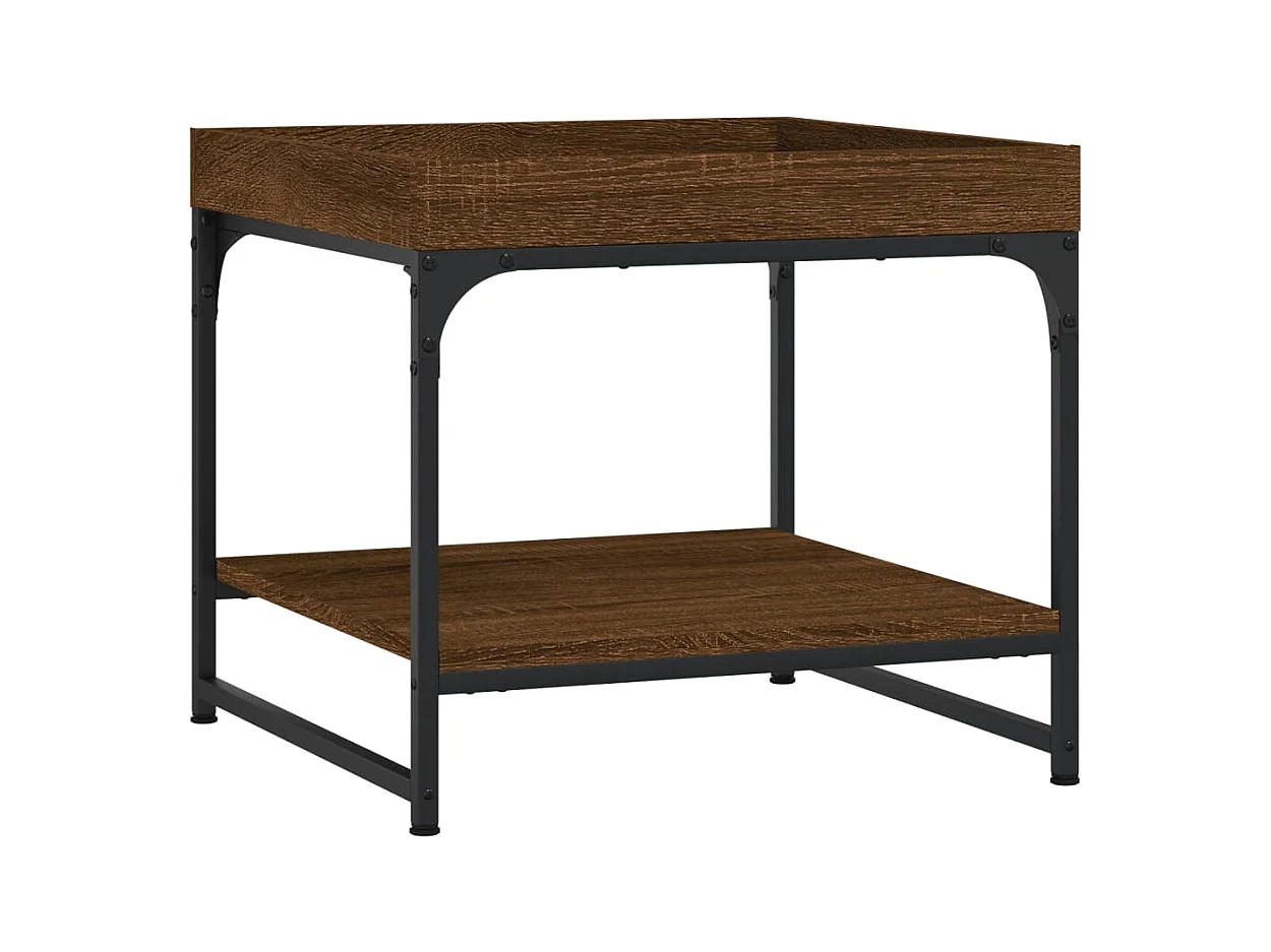 Table basse avec étagère bois marron 49.5 x 49.5 x 45 cm DEC038665