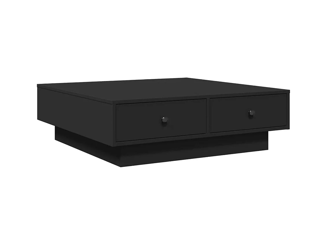 Table basse avec tiroirs noire 90 x 90 x 28 cm DEC039861