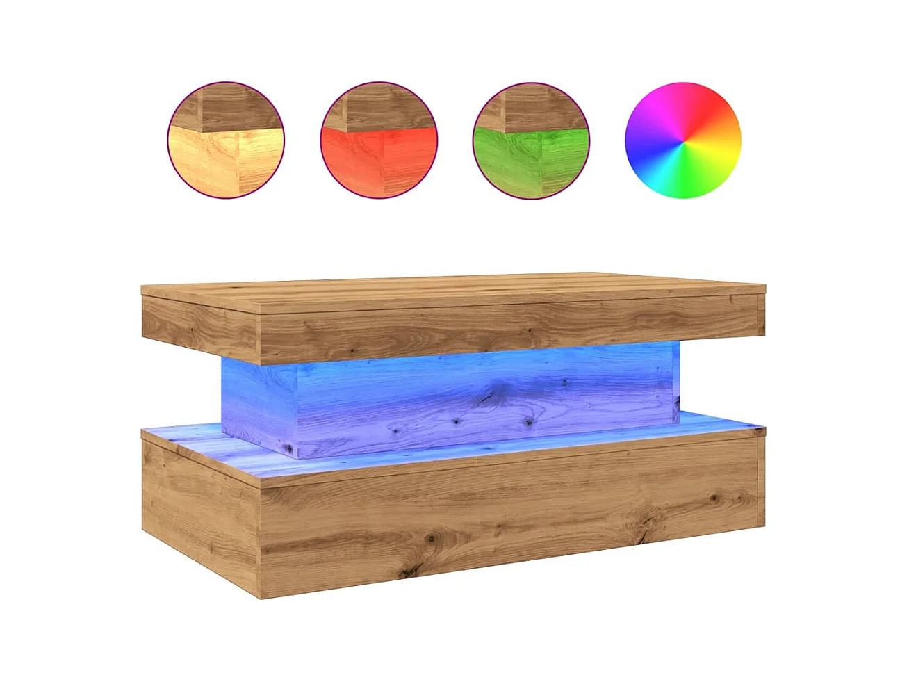 Table basse de salon bois beige 90 x 50 x 40 cm DEC037613