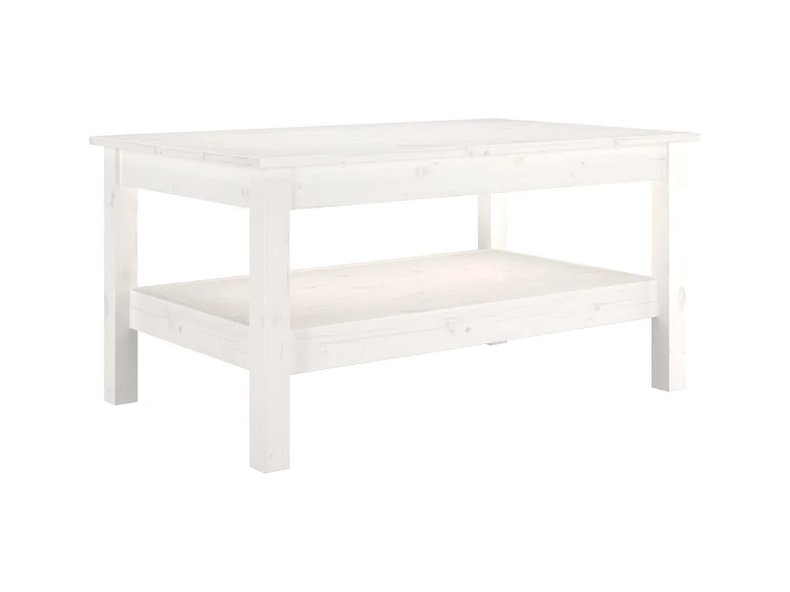 Table basse avec étagère bois blanche 80 x 50 x 40 cm DEC037955