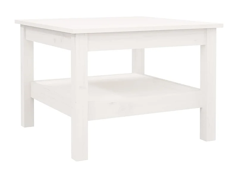 Table basse avec étagère bois blanche 55 x 55 x 40 cm DEC037900