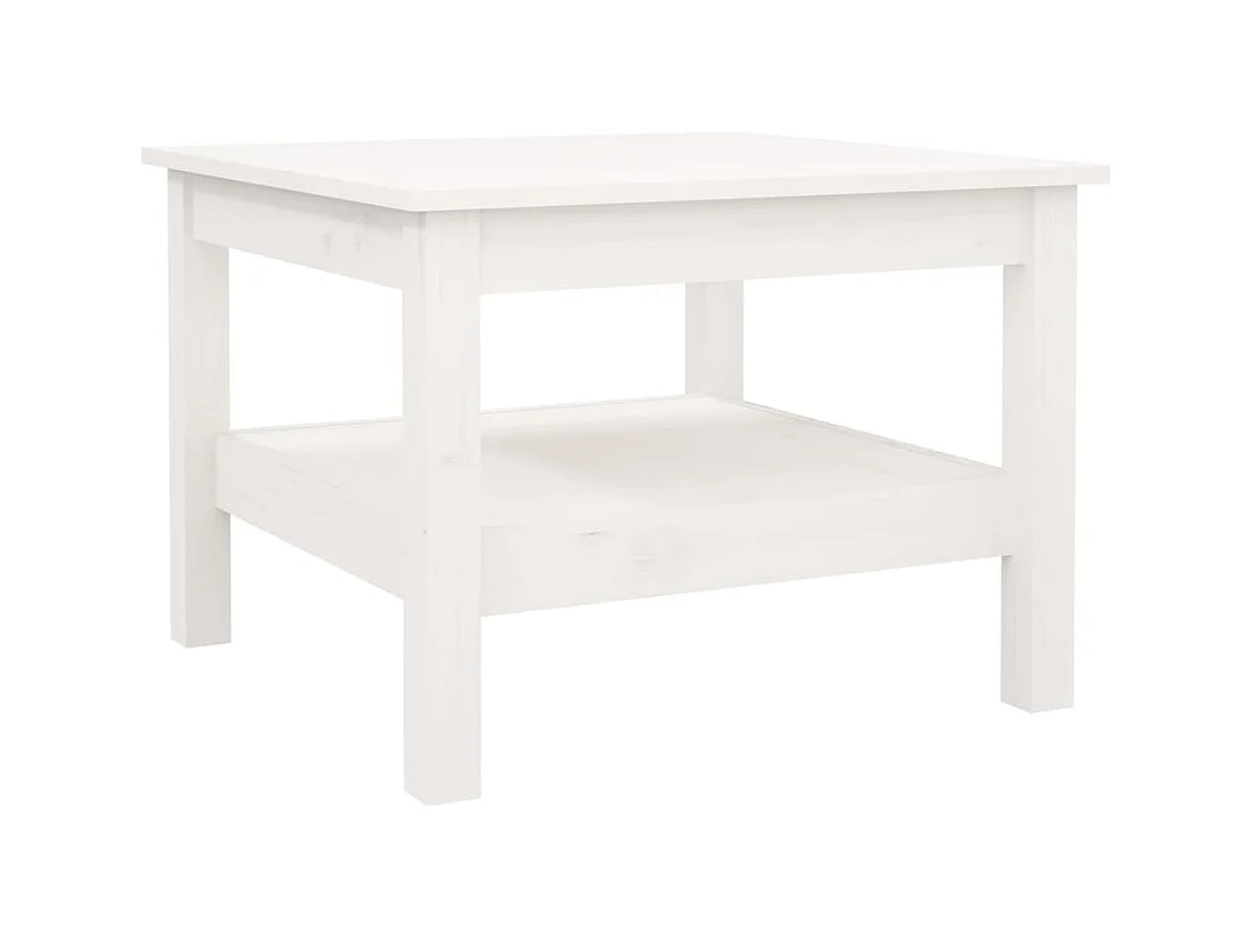 Table basse avec étagère bois blanche 55 x 55 x 40 cm DEC037900