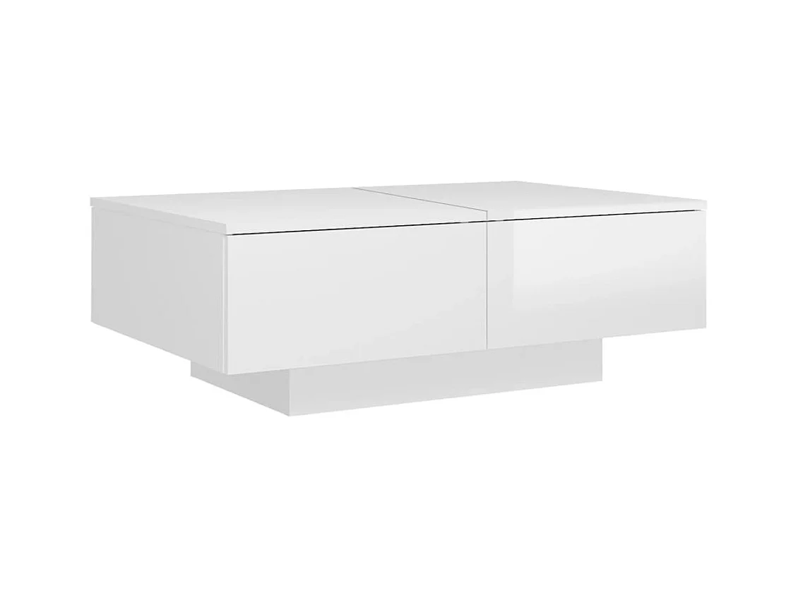 Table basse avec tiroirs bois blanche 90 x 60 x 31 cm DEC038183