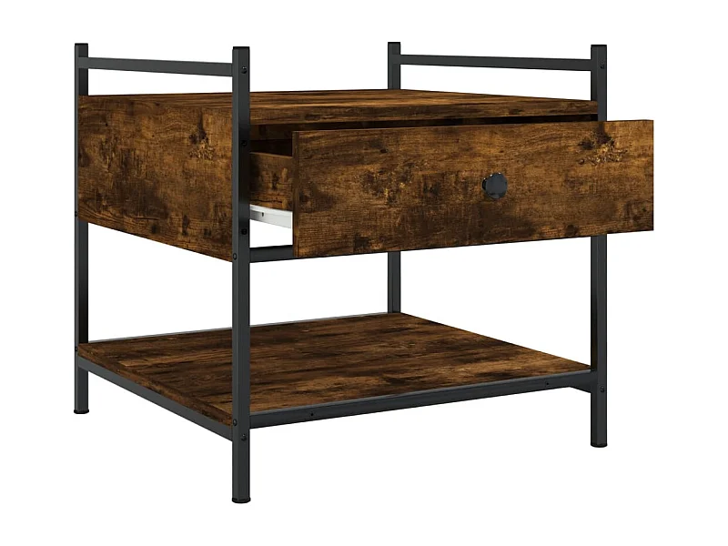 Table basse avec tiroir métal marron 50 x 50 x 50 cm DEC038420