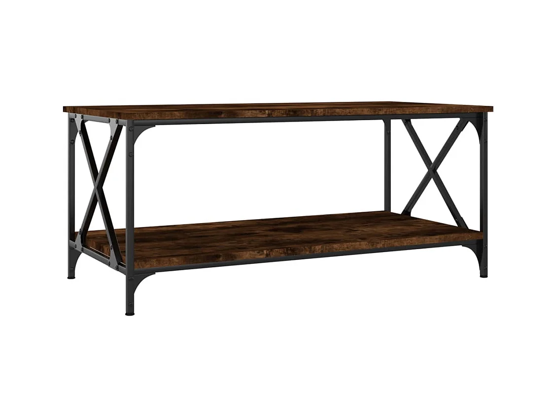 Table basse design industriele bois marron 100 x 50 x 45 cm DEC038332