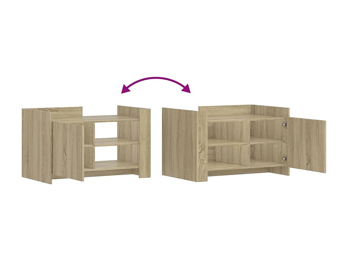 Table basse avec étagère bois beige 80 x 50 x 50 cm DEC039001