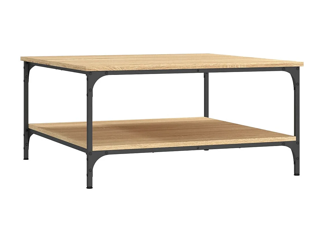 Table basse avec étagère métal beige 80 x 80 x 40 cm DEC039011