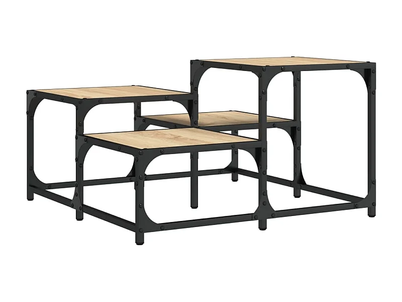 Table basse avec étagères métal marron 68 x 68 x 40 cm DEC038984