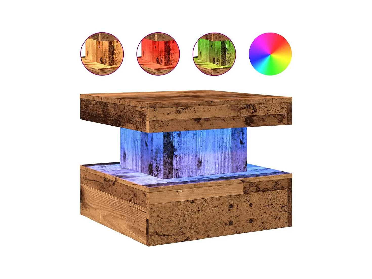 Table basse de salon bois marron 50 x 50 x 40 cm DEC037702