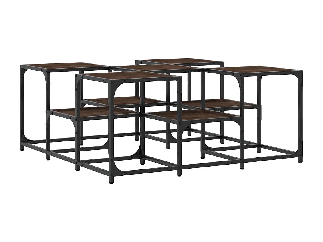 Table basse avec étagères métal marron 91 x 91 x 40 cm DEC038831