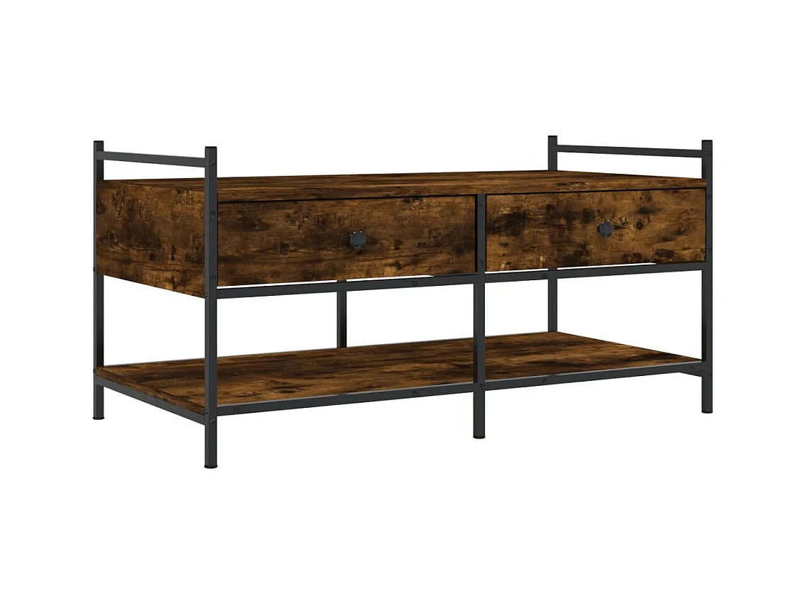 Table basse avec tiroirs métal marron 99 x 50 x 50 cm DEC038563