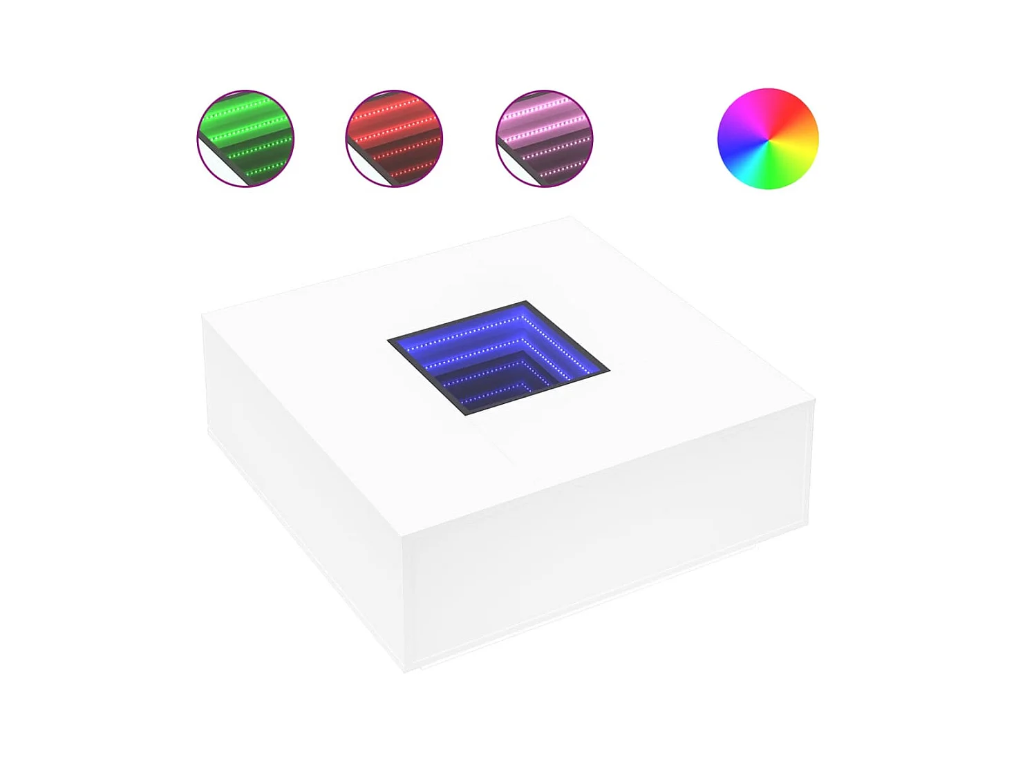 Table basse de salon bois blanche 100 x 100 x 40 cm DEC037433