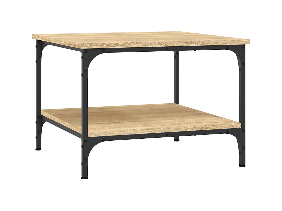 Table basse avec étagère métal beige 55 x 55 x 40 cm DEC038965