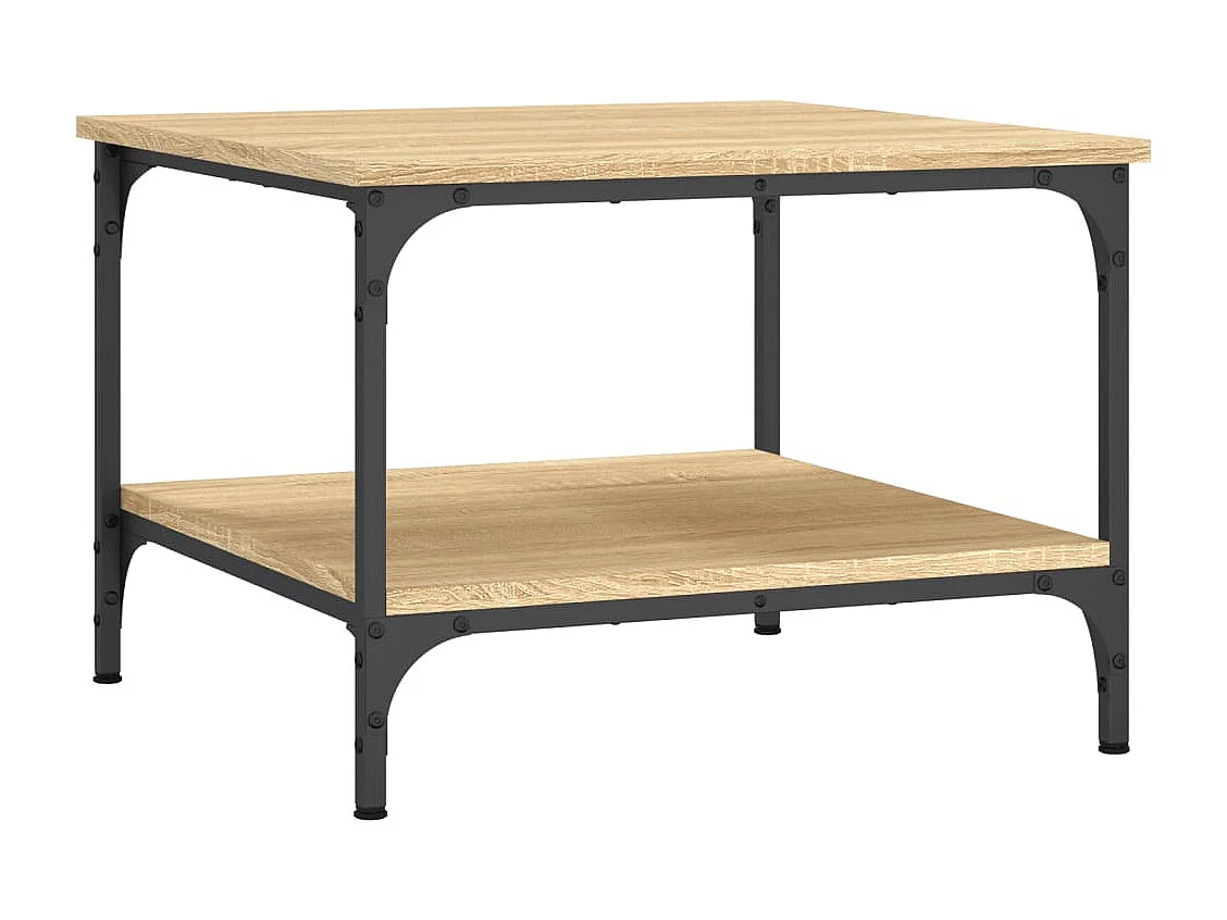 Table basse avec étagère métal beige 55 x 55 x 40 cm DEC038965