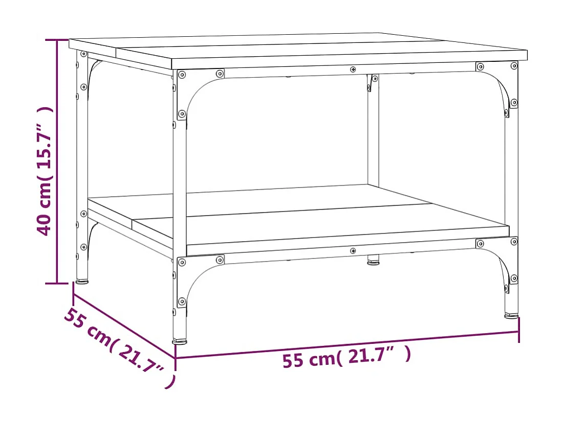 Table basse avec étagère métal beige 55 x 55 x 40 cm DEC038965