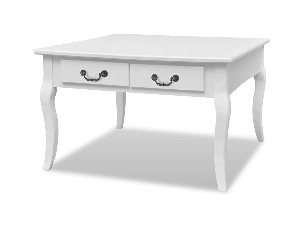 Table basse de salon effet bois blanche 80 x 80 x 50 cm DEC037321