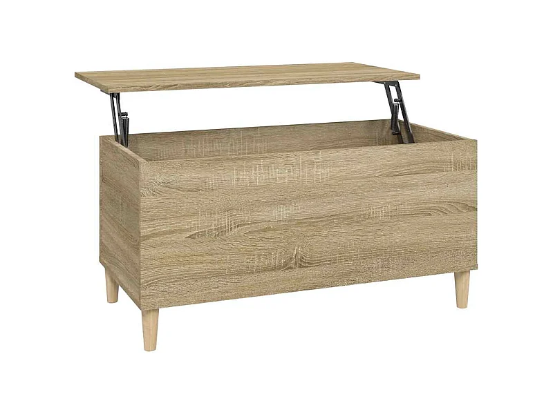 Table basse avec dessus bois beige 90 x 44.5 x 45 cm DEC039024