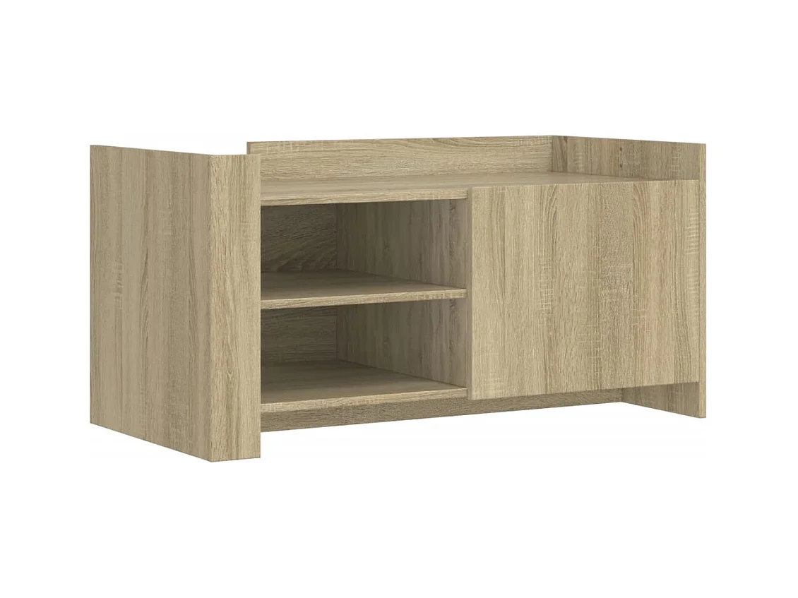 Table basse avec étagères bois beige 100 x 50 x 50 cm DEC038870