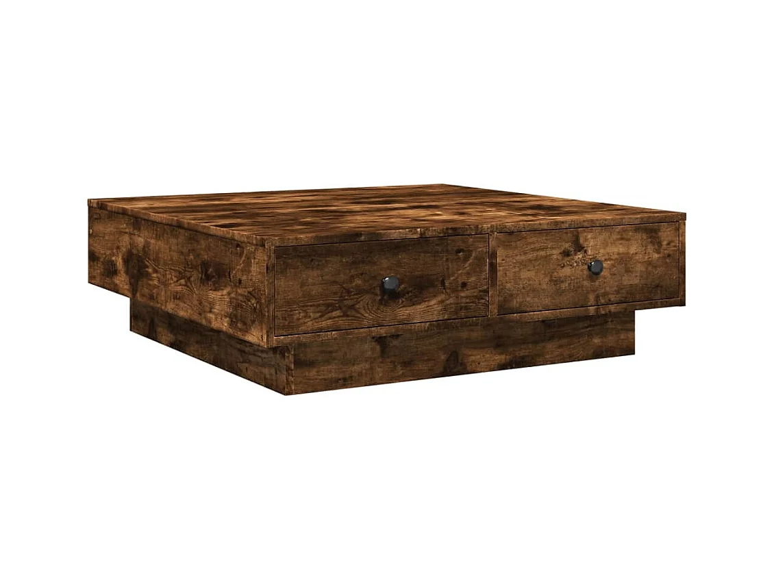 Table basse avec tiroirs bois marron 90 x 90 x 28 cm DEC038559